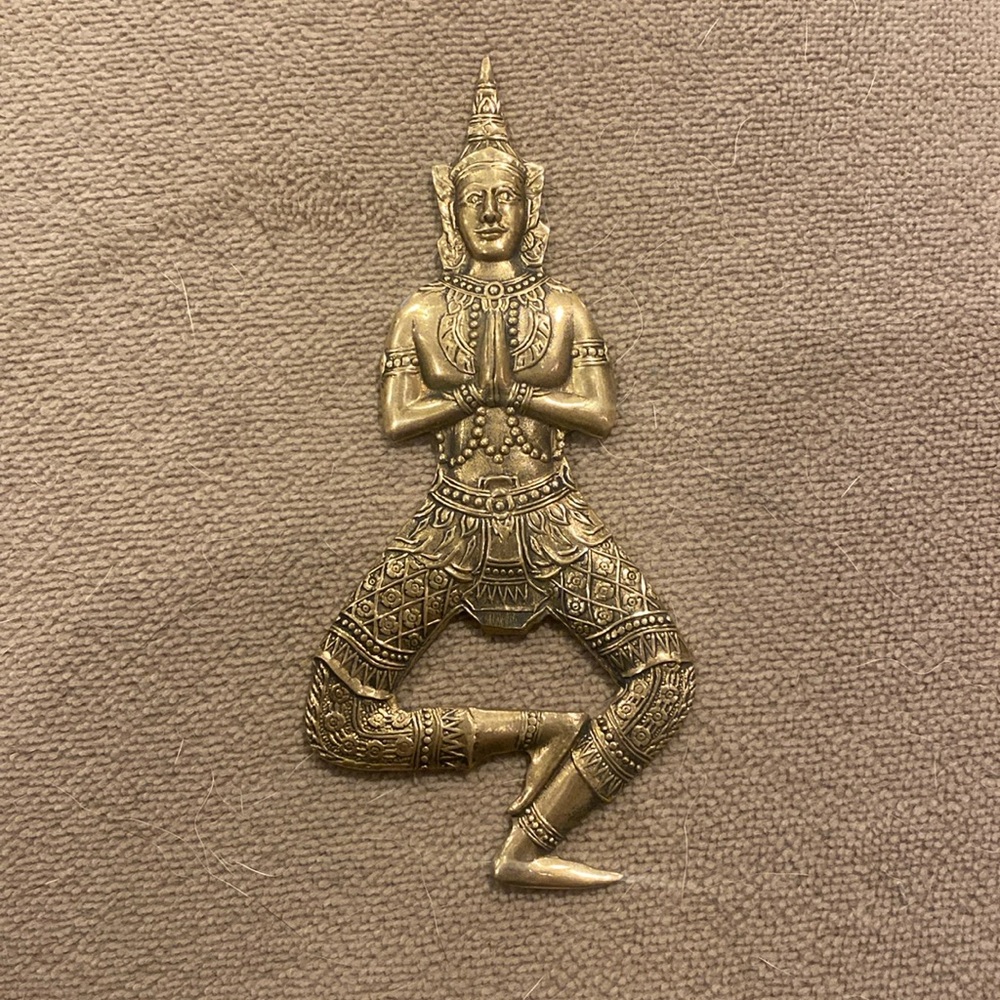 Pure Bronze Buddha bottle opener with praying hands 5 inches long great used